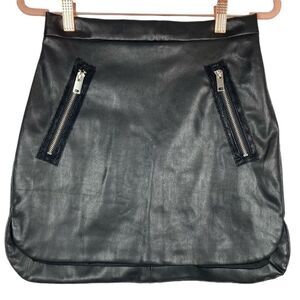 Faux Leather Black Mini Skirt with Silver Hardware Sz 8